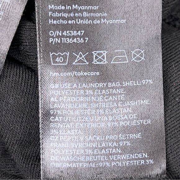 Small Divided H&M Black Floral Crop Top Tank Pink Green Ribbed Lace Trim Stretch - Picture 12 of 13